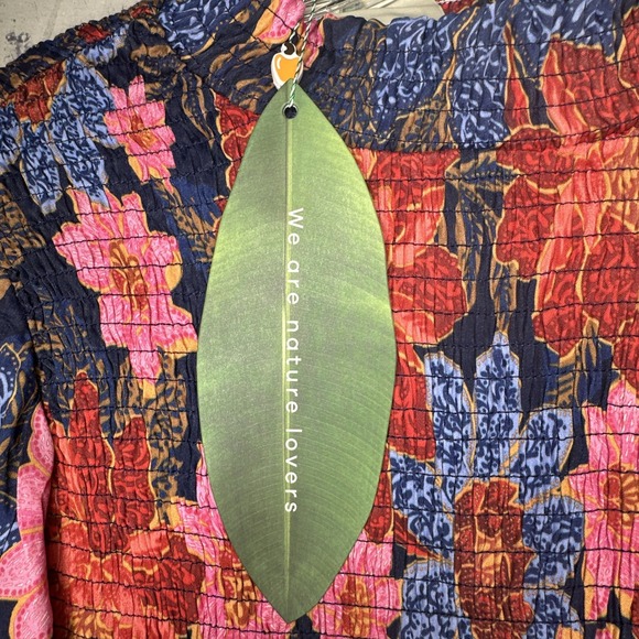 NWT Farm Rio Smocked Garden Navy Floral Long Sleeve Mini Dress | Tag Sz: M - Picture 10 of 12